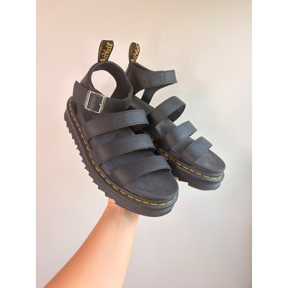 Dr. Martens Blaire Hydro Leather Strap Black Sandals Size 10